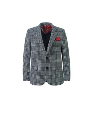 Little Boys Slim Fit Windowpane Blazers Sports Coat Jacket