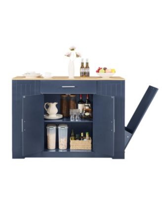 53"W Spice Rack, Drawer, Tilt-Out Trash Bin, Adjustable Shelves Kitchen Island