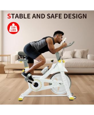Indoor Exercise Bike Cycling Bike with Comfortable Seat Cushion Yellow+White