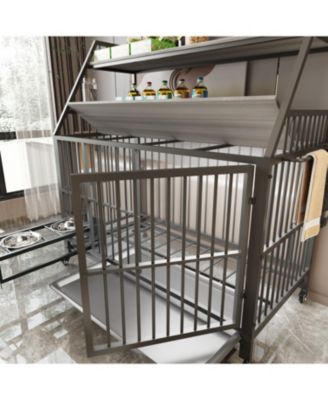 Large Pet Cage with Storage - Black/Gray
