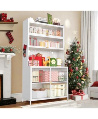 73" Kitchen Pantry Cabinet Flip Door Pegboard Storage