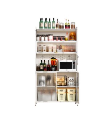 73" Kitchen Pantry Cabinet Flip Door Pegboard Storage