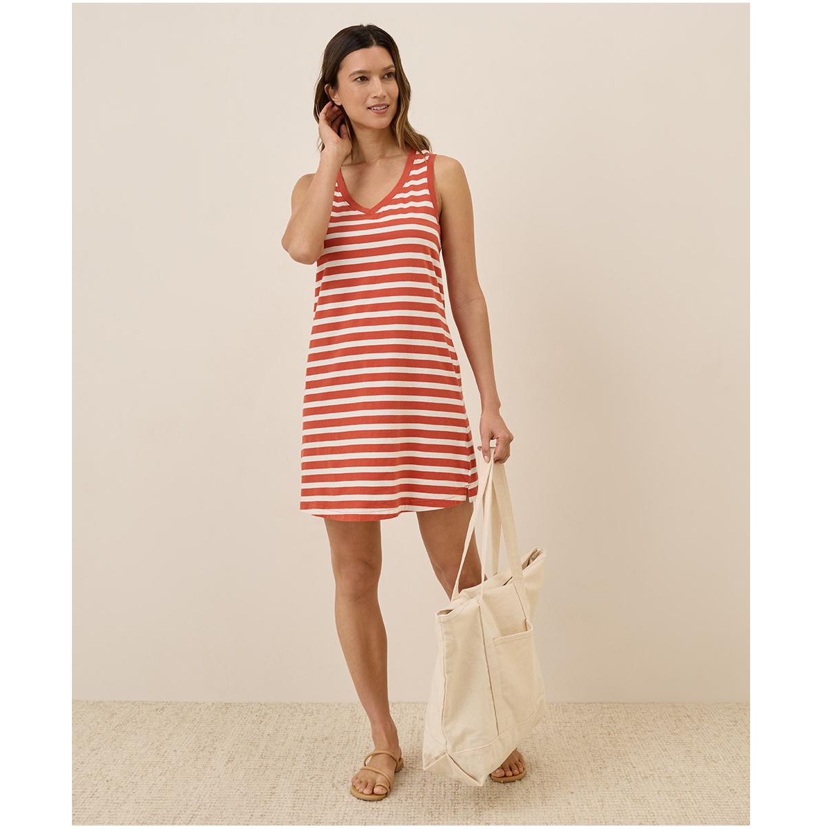Pact Women's Organic Cotton Softspun A-Line Tank Dress - Palisade stripe