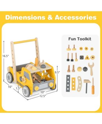 2-In-1 Montessori Wooden Baby Walker with Learning Activities Adjustable Speed