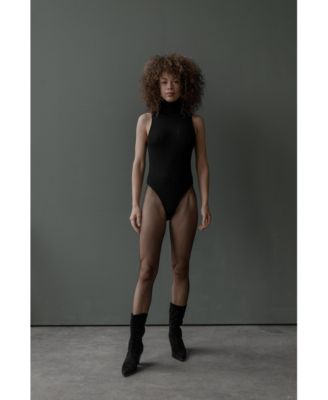 Women's Turtle Neck Ribbed Knit Bodysuit