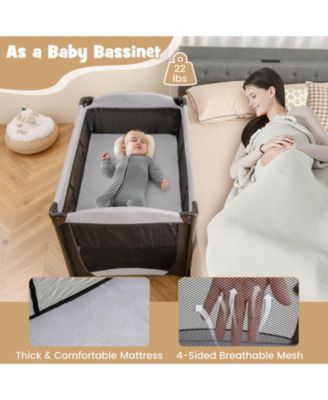 5 in 1 Portable Baby Playard Nursery Center w/ Cradle & Storage Basket