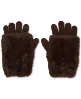 Faux-Fur-Cuff Cozy Knit Gloves