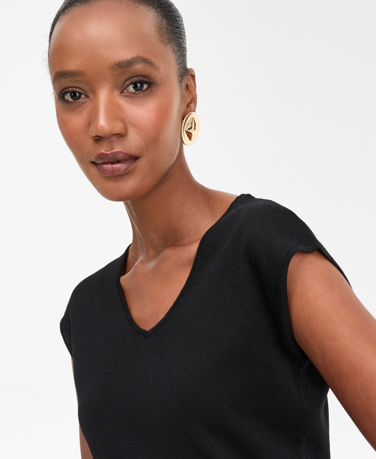 Inc International Concepts Womens Cap Sleeve Sweater P Xs Xxl Macys Exclusive In Black
