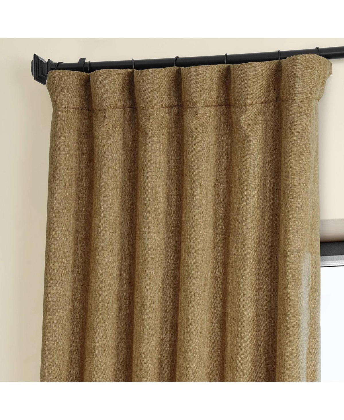 Half Price Drapes Slate Teal Green Textured Faux Linen Room Darkening Curtain In Brown
