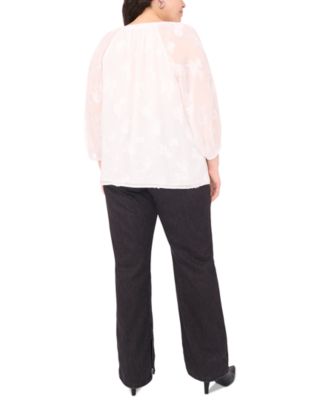 Plus Size Raglan-Sleeve V-Neck Blouse