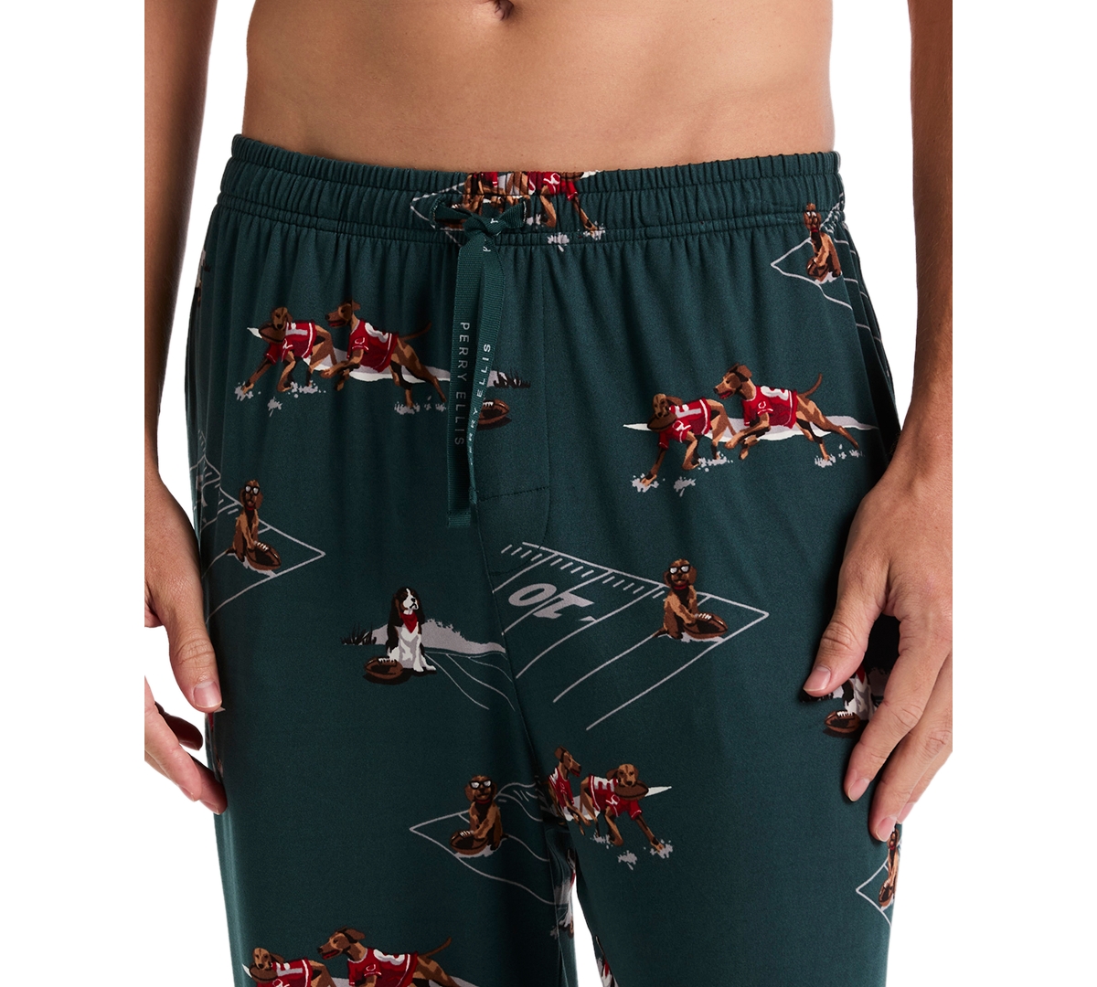 Perry Ellis Portfolio Men's Football Dog Pajama Pants In Multi