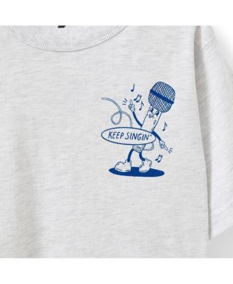 Little Girls Poppy Oversize Graphic Print Tee