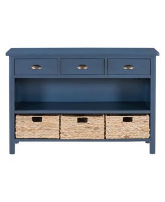 CASAINC Console Table Cabinet with 3 Storage Drawers 3 Water Hyacinth Woven Baskets