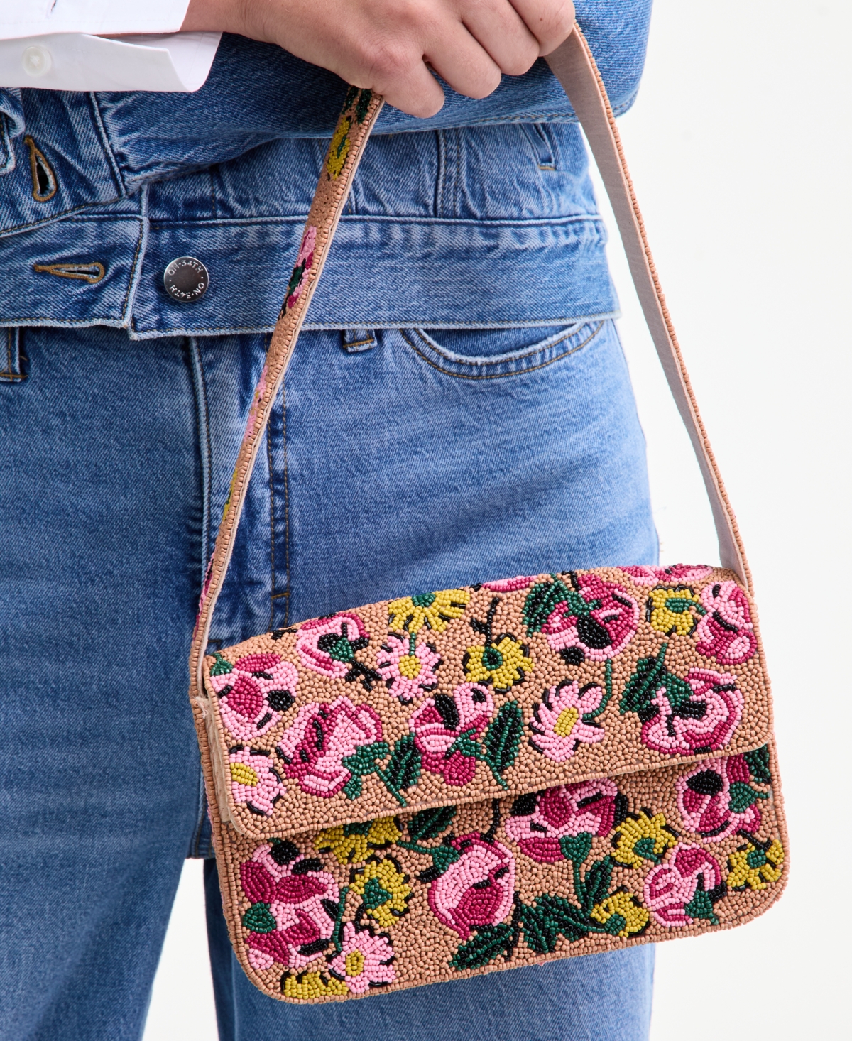 On 34th Hand Beaded Shoulder Bag, Exclusively At Macy's In Pink