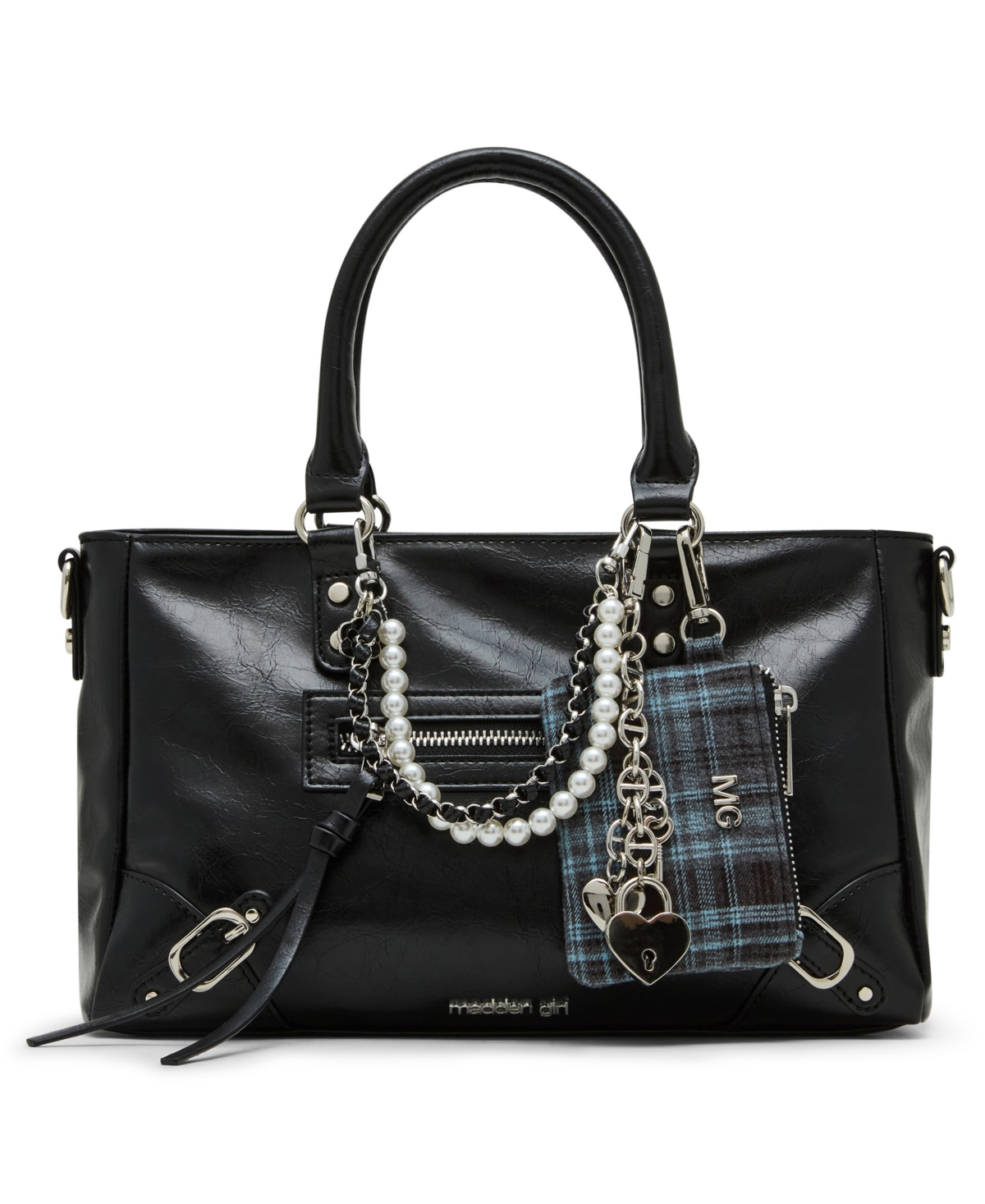 Madden Girl Violetc Crinkle Zipper Handbag - Black
