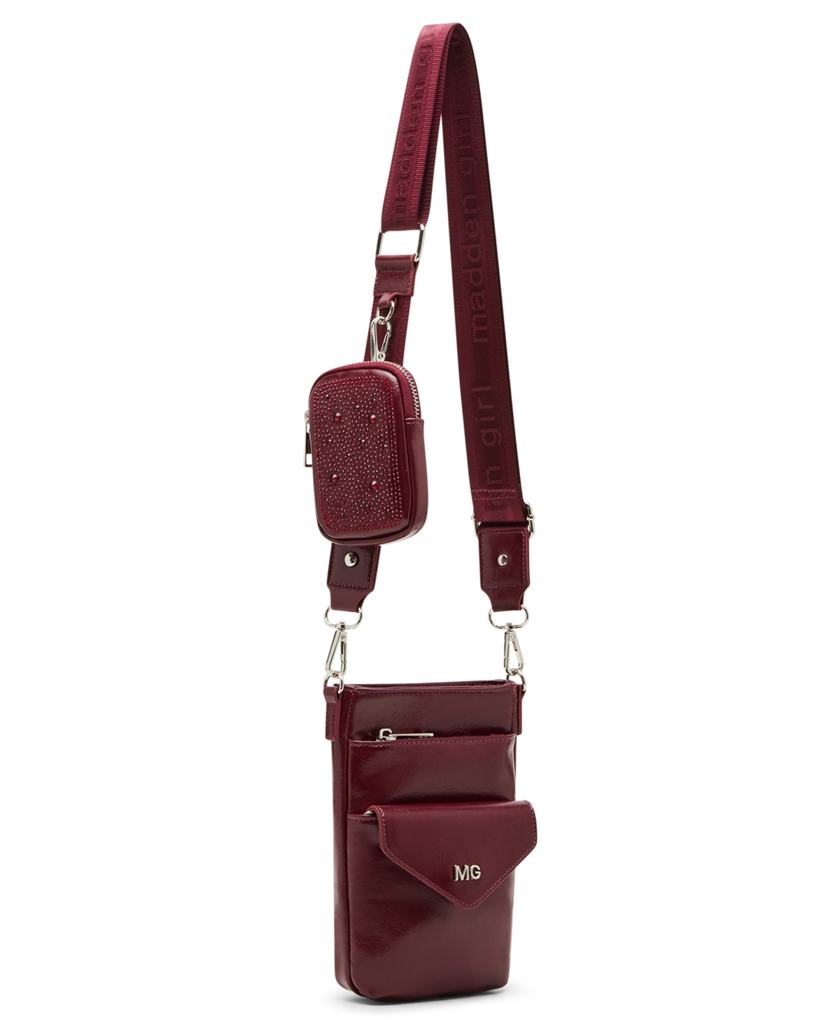 Madden Girl Inezc Crinkle Magnetic Phone Pouch Crossbody In Red