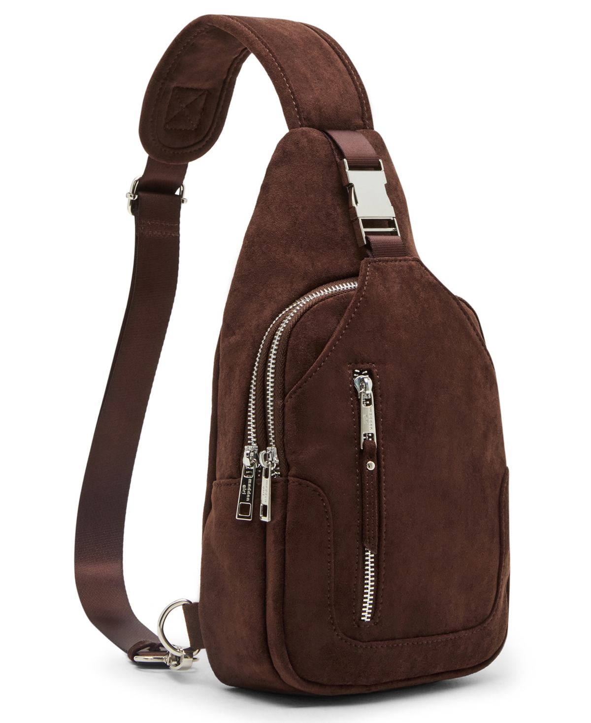 Madden Girl Brooke Suede Zipper Belt Bag In Brown