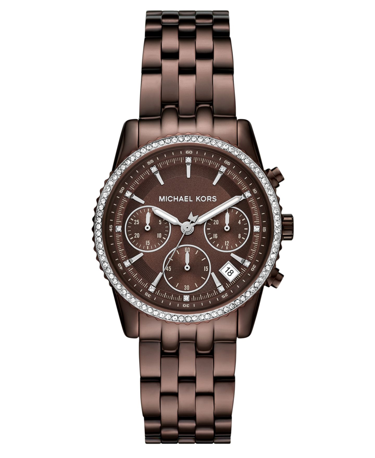 Женские часы Michael Kors Bryant Chronograph Brown Stainless Steel Watch, 35mm — фото 1