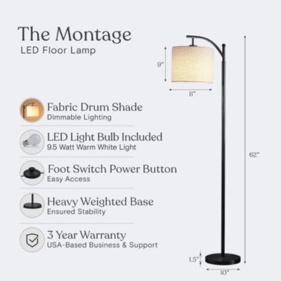 Montage 62" LED Arc Floor Lamp with Hanging Drum Shade