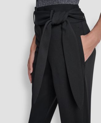 Women's Tie-Waist High-Rise Straight-Fit Pants 