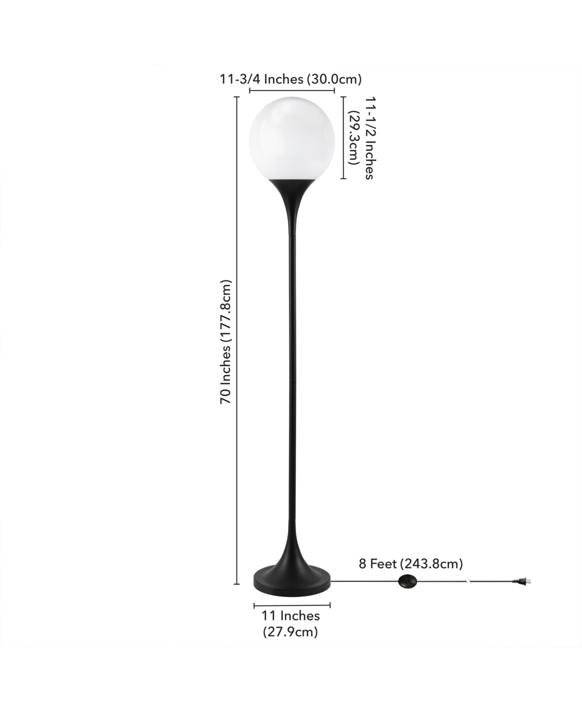 Hudson & Canal Mahdi 70" Metal Torchiere Floor Lamp With Glass Shade