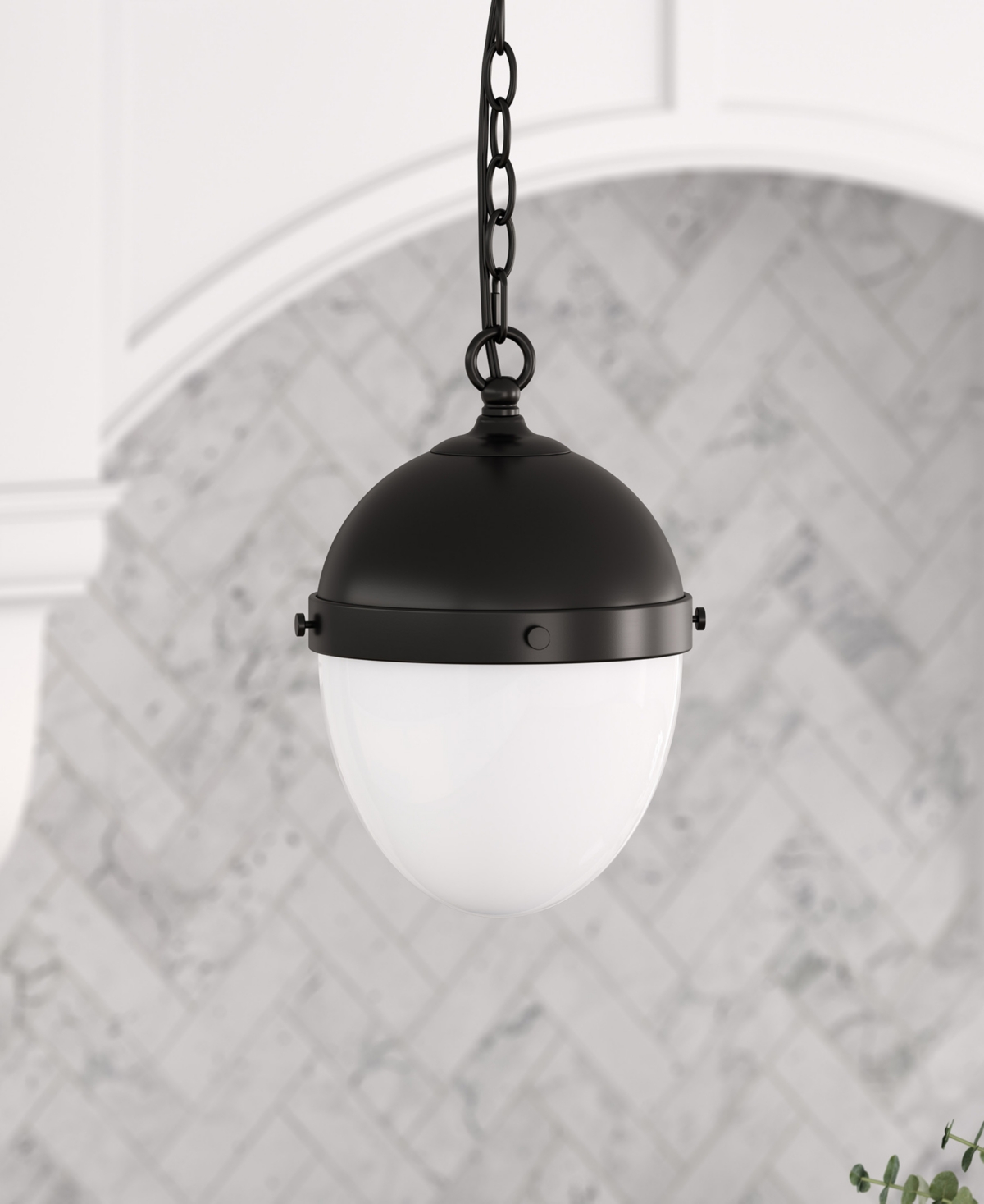 Hudson & Canal Aurelia 13" Metal Pendant With Glass Shade In Black