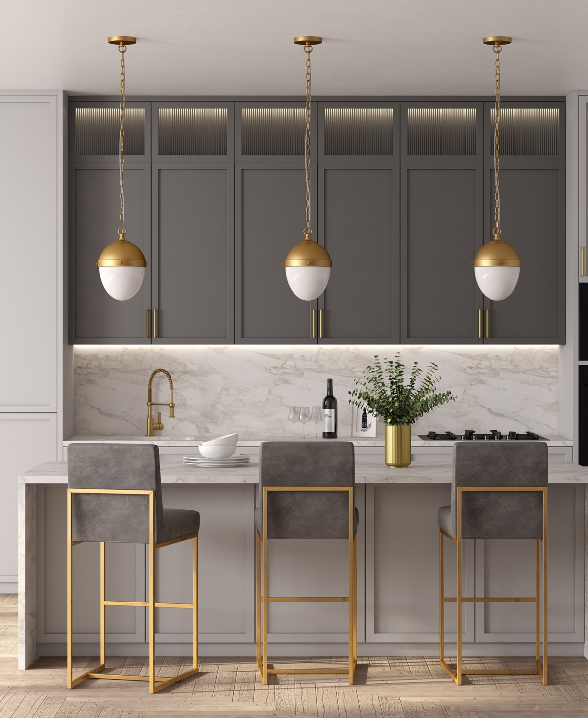 Hudson & Canal Aurelia 13" Metal Pendant With Glass Shade In Gold