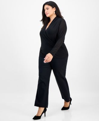 Plus Size Mesh Draped Top, Macy's Exclusive