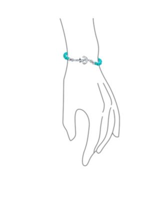 Stackable Navy Blue Lapis Lazuli Stretch Bracelet with Nautical Anchor Design