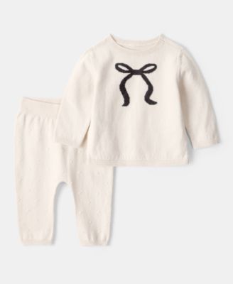 Carter's - Baby Girls Cotton Bow Long-Sleeve Sweater & Pants, 2 Piece Set