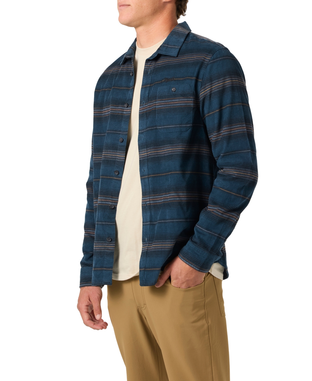 O'neill Caruso Stripe Corduroy Button-up Shirt In Blue