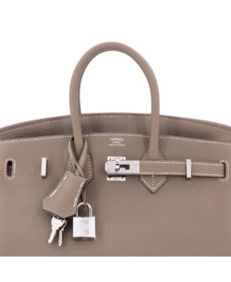 Pre-Owned Hermes Birkin 25 Handbag Grey Togo with Palladium Hardware