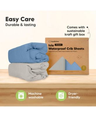 Waterproof Crib Sheets for Boys, Girls, 2pk Baby Fitted Crib Sheet, Waterproof Crib Mattress Protector Sheets