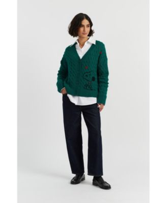 Women's Wool Cashmere Snoopy Cable Cardigan