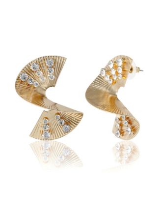 Sculpted Fan Crystal Earrings