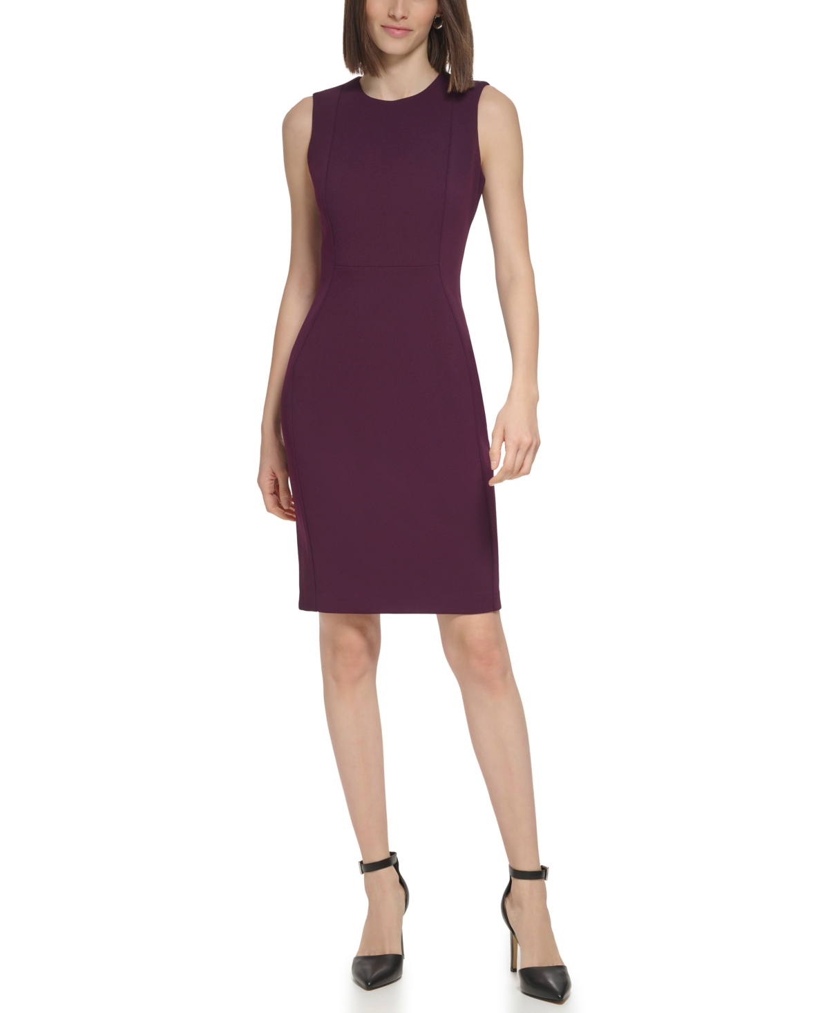 Calvin Klein Women's Crewneck Sleeveless Sheath Dress In Purple