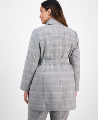 Plus Size Plaid Jacket