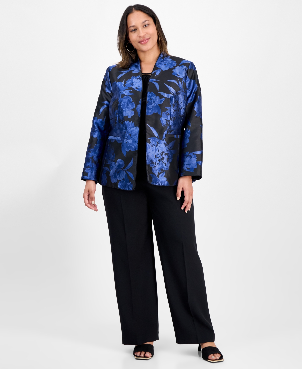 Kasper Plus Size Floral-jacquard Jacket