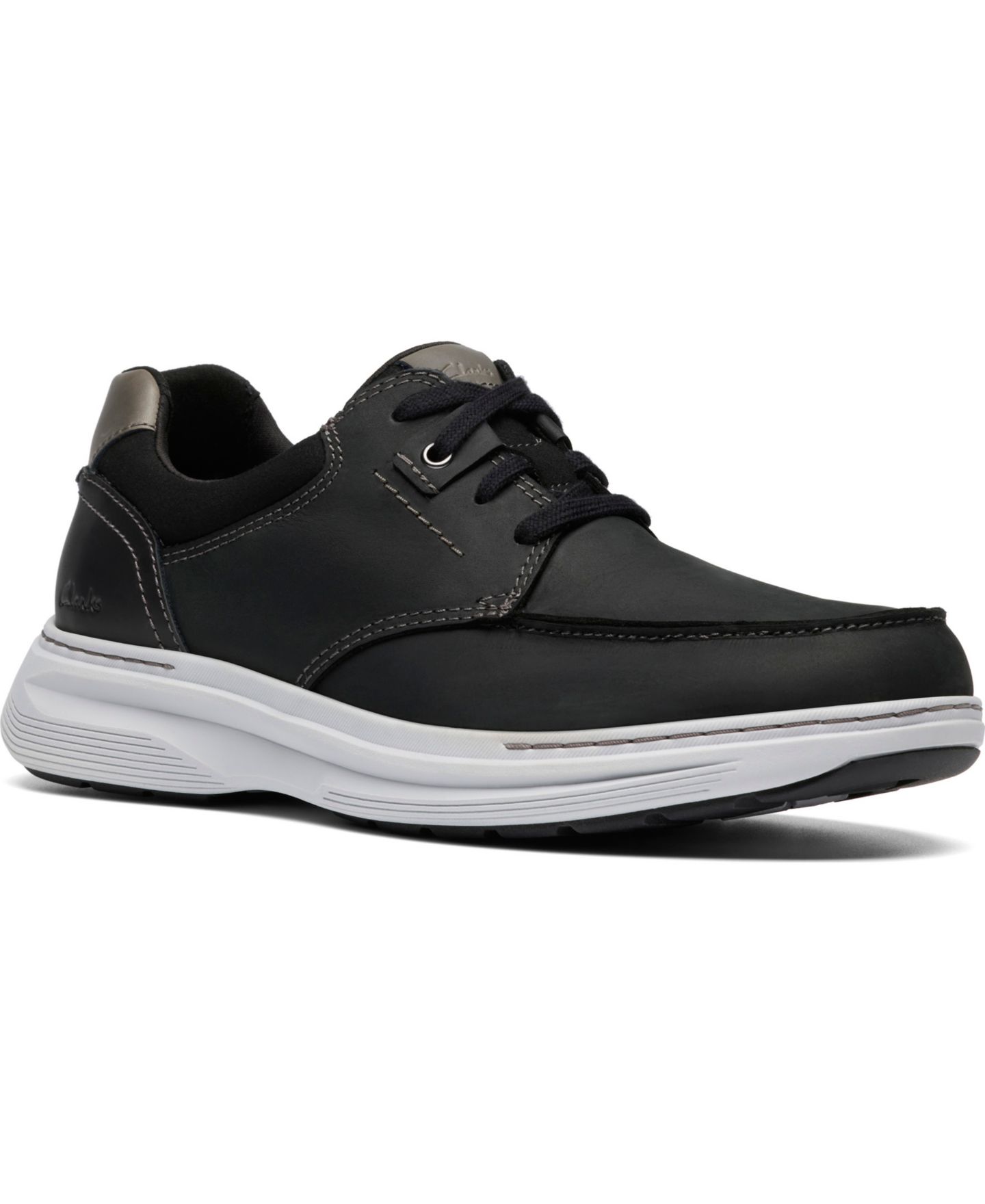 Мужские кроссовки Clarks Craftwell Moc Dress Casual Lace Up, цвет: Чёрный кожаный — фото 1