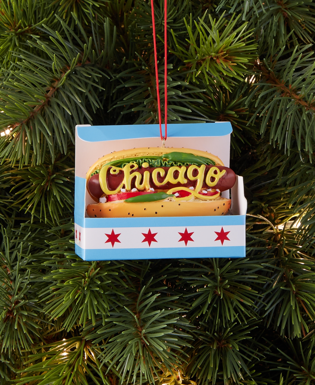 Holiday Lane Regional Chicago Hot Dog Ornament, Macy's Exclusive In Transparent