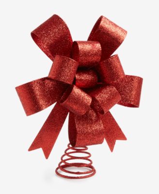 Heritage Red Glitter Gift Bow Tree Topper, Macy's Exclusive 