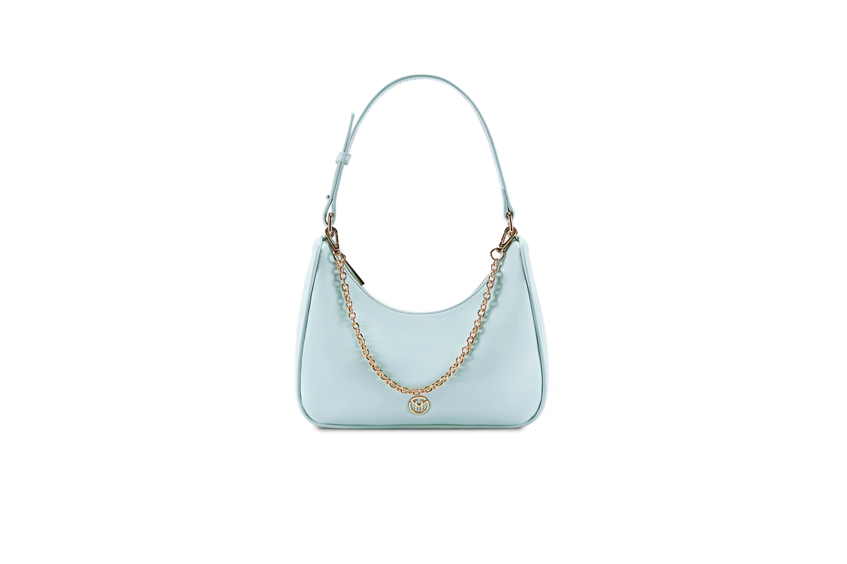 Chain Small Shoulder Bag Top Zip Victoria Hyde Nymans Garden - Bright Blue