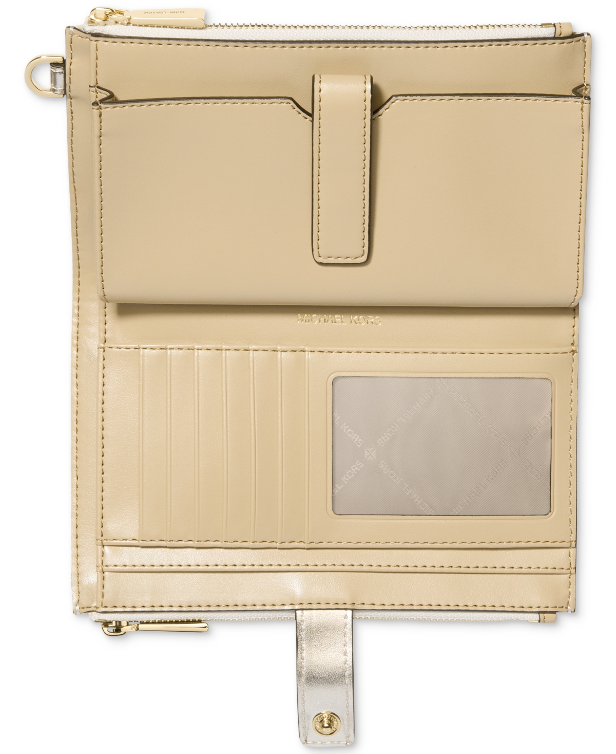Michael Kors Michael  Jet Set Double Zip Wristlet In Gold