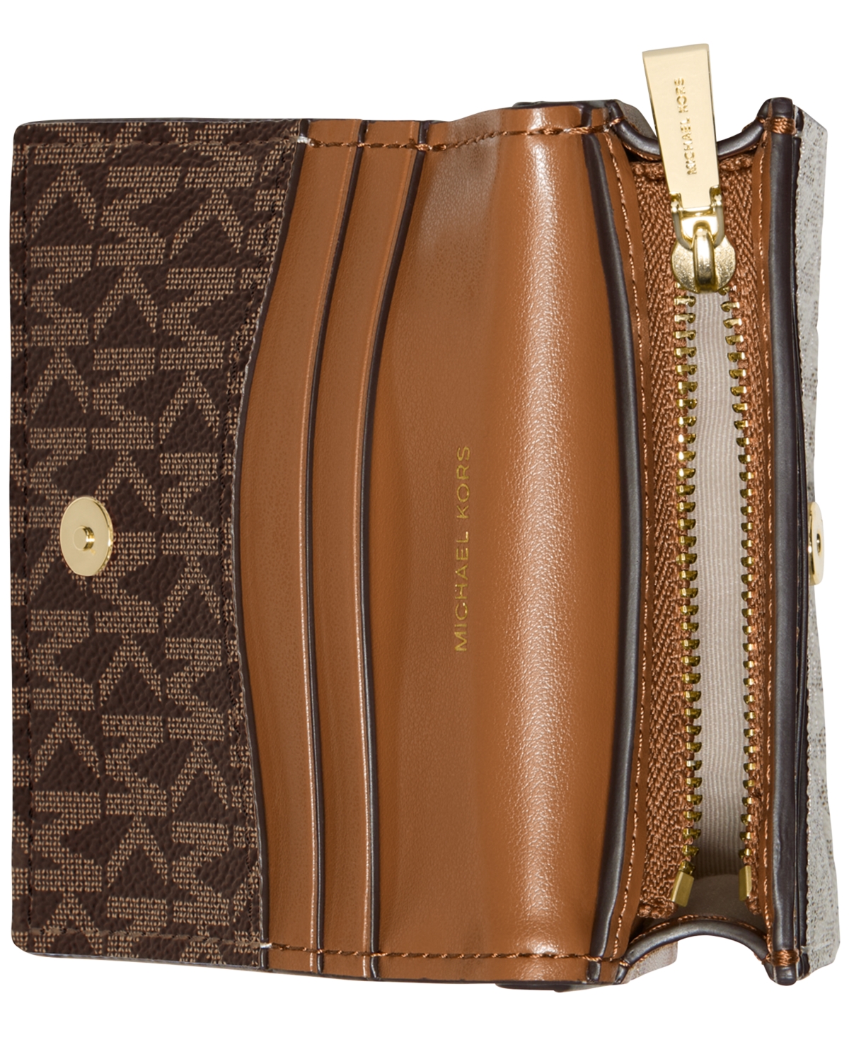 Michael Kors Michael  Hamilton Logo Compact Wallet In Brown