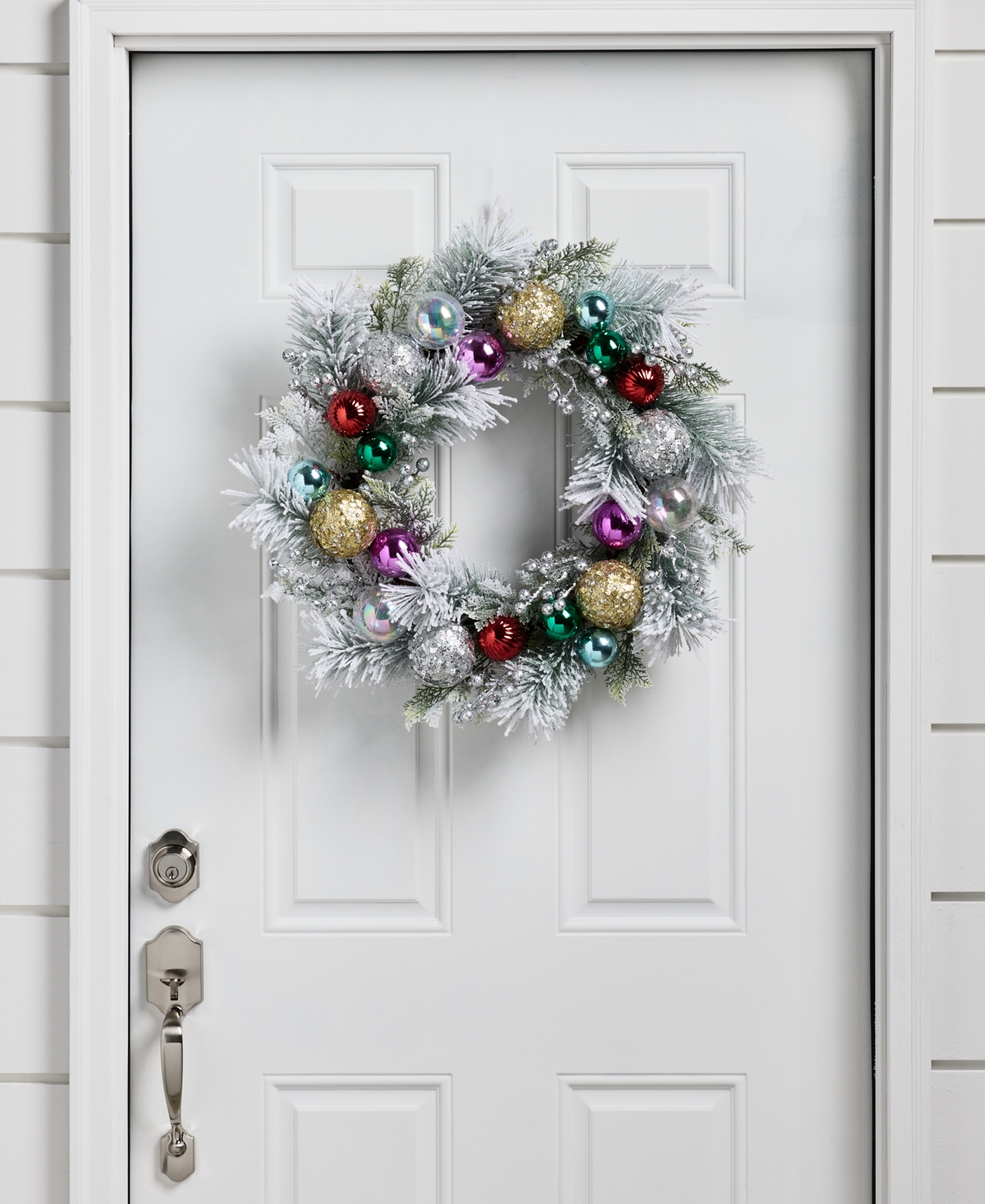 Holiday Lane Whimsy Silver Wreath With Colorful Ornaments, Macy's Exclusive In Multi