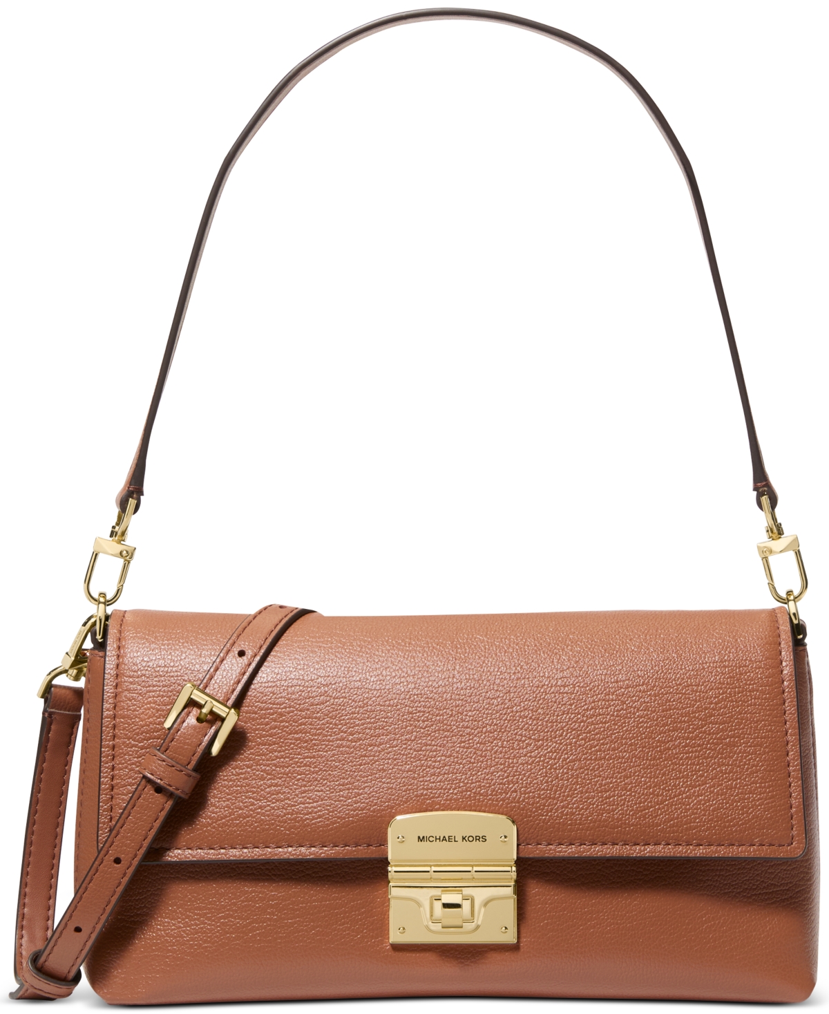 Michael Kors Michael  Addie Small Leather Convertible Pouchette Crossbody In Brown