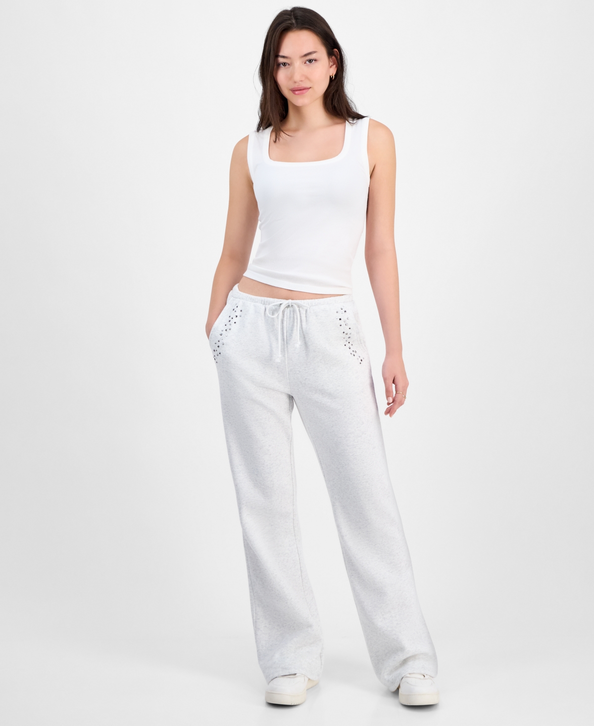 Planet Heart Juniors' Novelty Flare Fleece Sweatpants In White