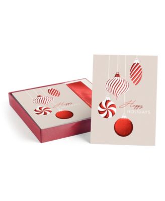 Peppermint Ornaments Holiday Boxed Cards