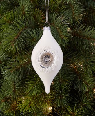 Iced Delight White Reflector Finial Ornament, Macy's Exclusive 