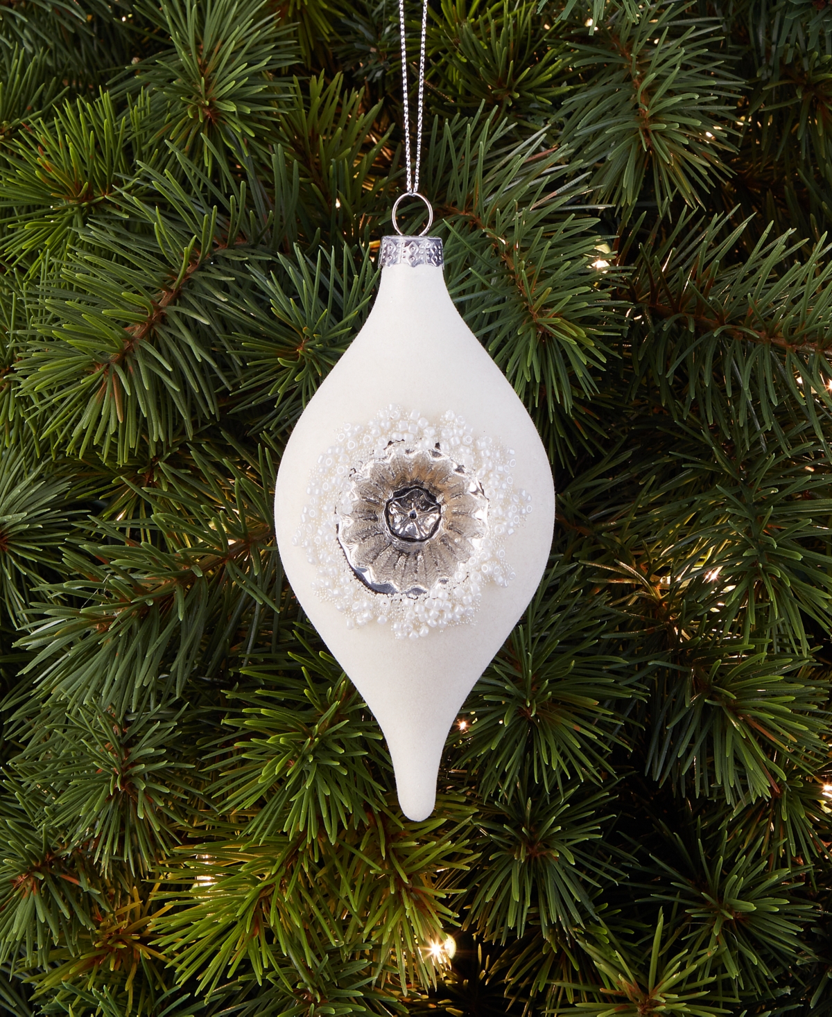 Holiday Lane Iced Delight White Reflector Finial Ornament, Macy's Exclusive In White